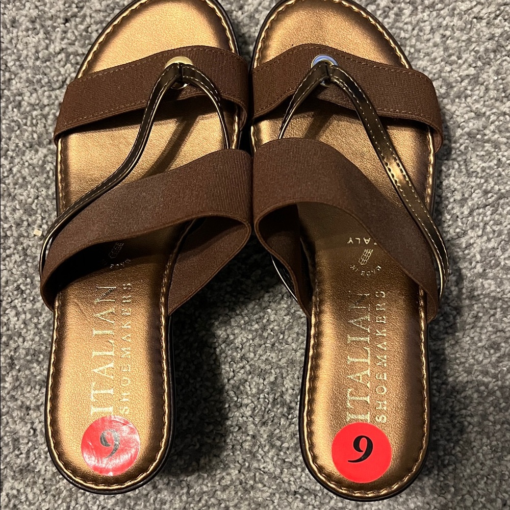 Italian Shoemakers Tan and Brown Sandals